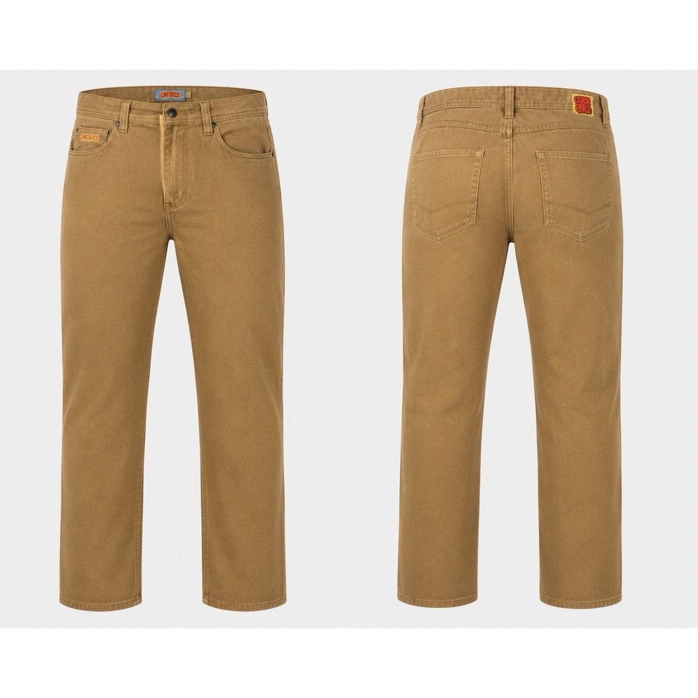 Empyre Brown Cotton Denim Jeans Button Zip Closure 5-Pocket Logo Accents Men